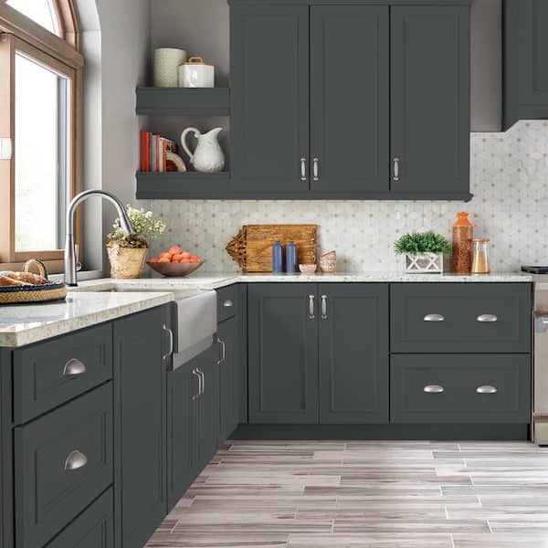 1 gal. #PPU26-01 Satin Black Satin Enamel Interior/Exterior Cabinet, Door & Trim Paint