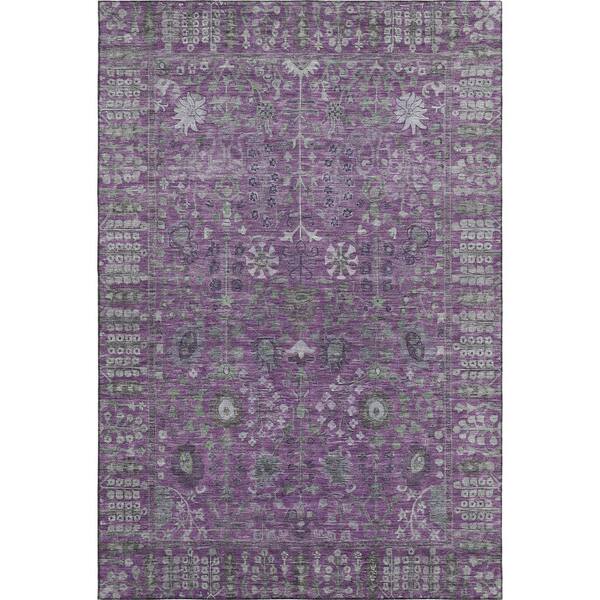Mayfield Premium Machine Washable Abstract AMF2231 Purple 3 ft. x 4 ft. Area Rug