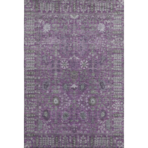 Mayfield Premium Machine Washable Abstract AMF2231 Purple 9 ft. x 12 ft. Area Rug