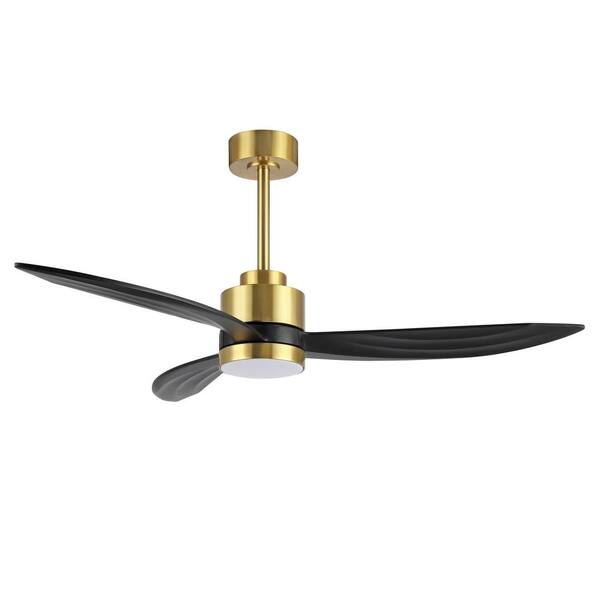 WINGBO 52 in. LED Indoor Gold and Black Indoor Ceiling Fan with Remote