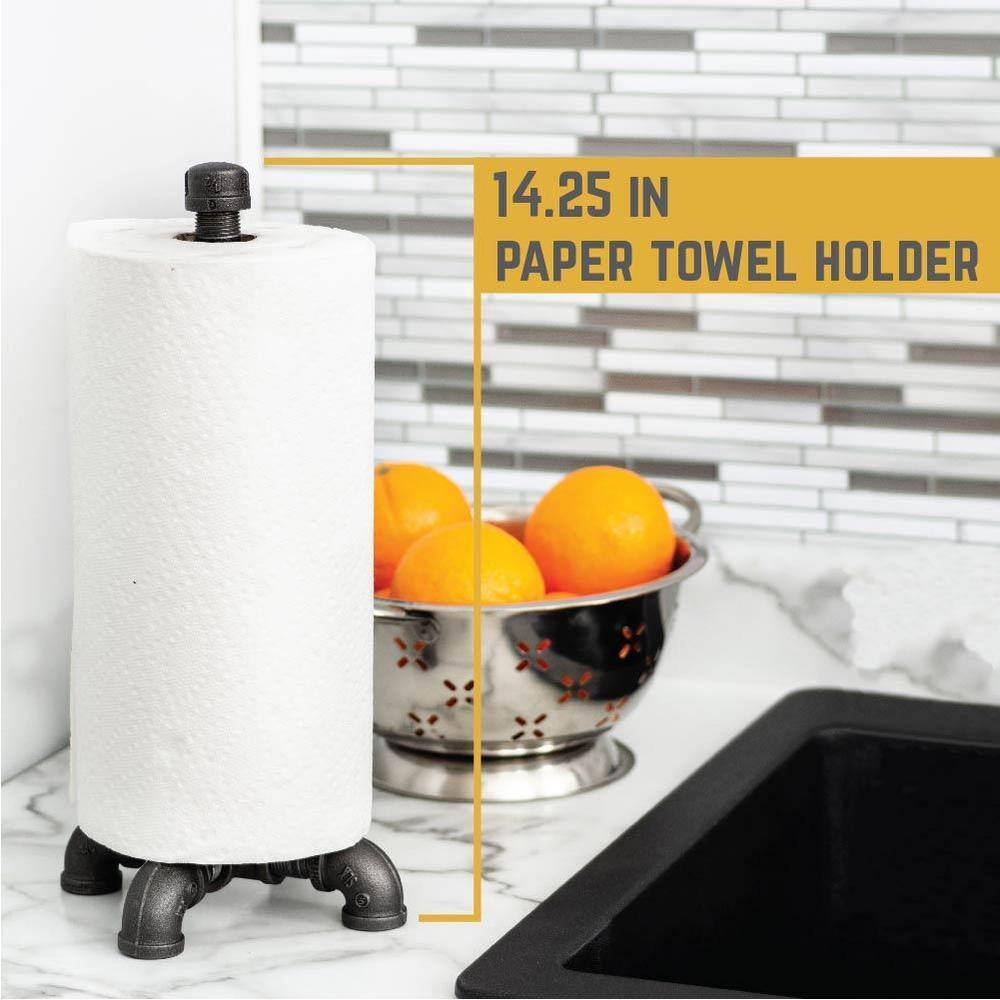 Industrial Black Cast Iron Pipe Paper Towel Holder