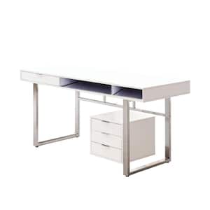 Contemporary Style 30.5 in. H x 24 in. W White Wooden Writing Desk
