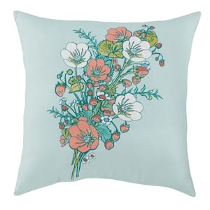 18 in. x 18 in. Grenn Floral Bouquet Square Outdoor Throw Pillow