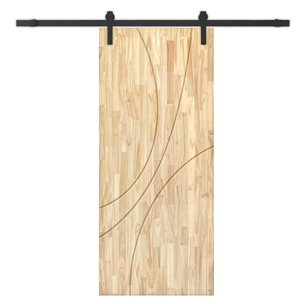 CALHOME 24 in. x 80 in. Natural Pine Wood Unfinished Interior Sliding Barn Door with Hardware Kit