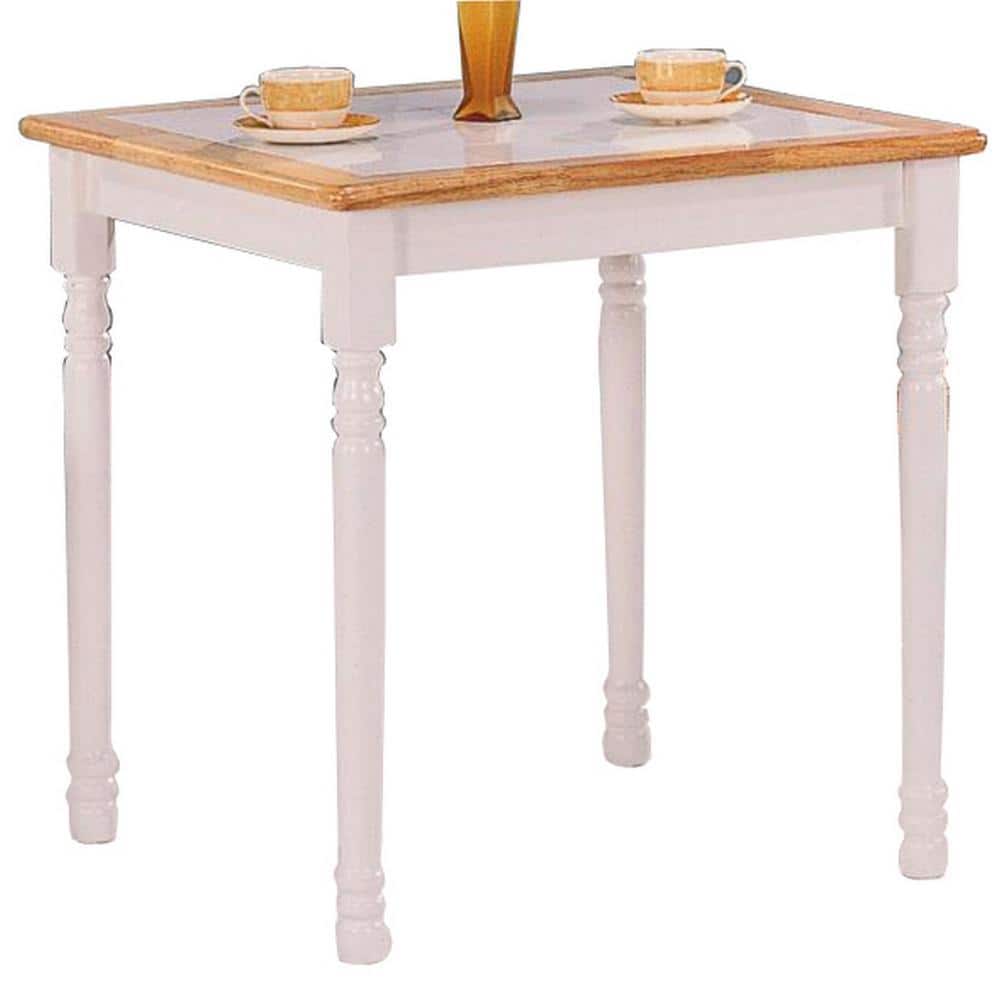 Benjara 29.25 in. Brown and White Wood Top 4 Legs Dining Table (Seat of 2) BM172189 - The Home Depot