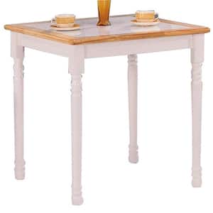 29.25 in. Brown and White Wood Top 4 Legs Dining Table (Seat of 2)
