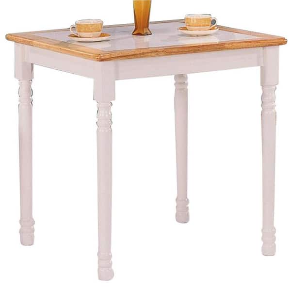 Benjara 29.25 in. Brown and White Wood Top 4 Legs Dining Table (Seat of 2)