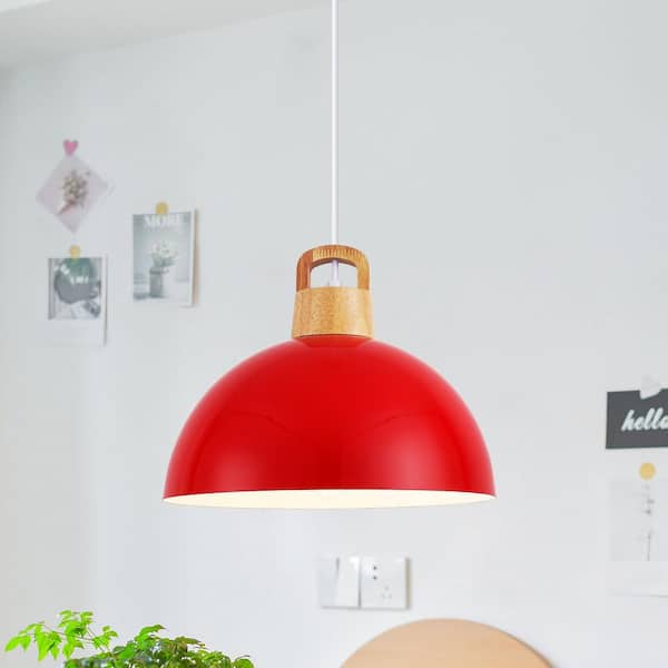 HLJYNJM 1-Light Red Industrial Metal Dome Shade Pendant Light with