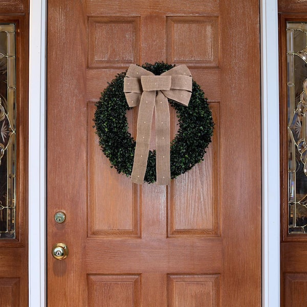 Holiday Trims 6112 7-Loop Wired Bow, Burlap, Natural