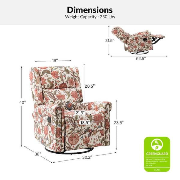 JAYDEN CREATION Jahwe Red Floral Polyester Swivel Rocker