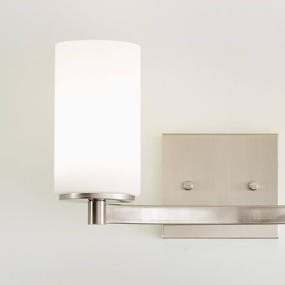 Hettinger Brushed Nickel 2-Light Vanity with Etched Glass Shades