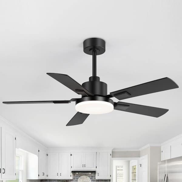 48 in. Matte Black Indoor 6-Speed Ceiling Fan with Adjustable LED Light with Remote Included
