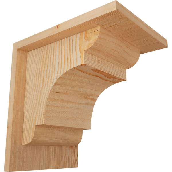 Ekena Millwork 7-1/2 in. x 10 in. x 10 in. New Brighton Smooth Douglas Fir Corbel with Backplate