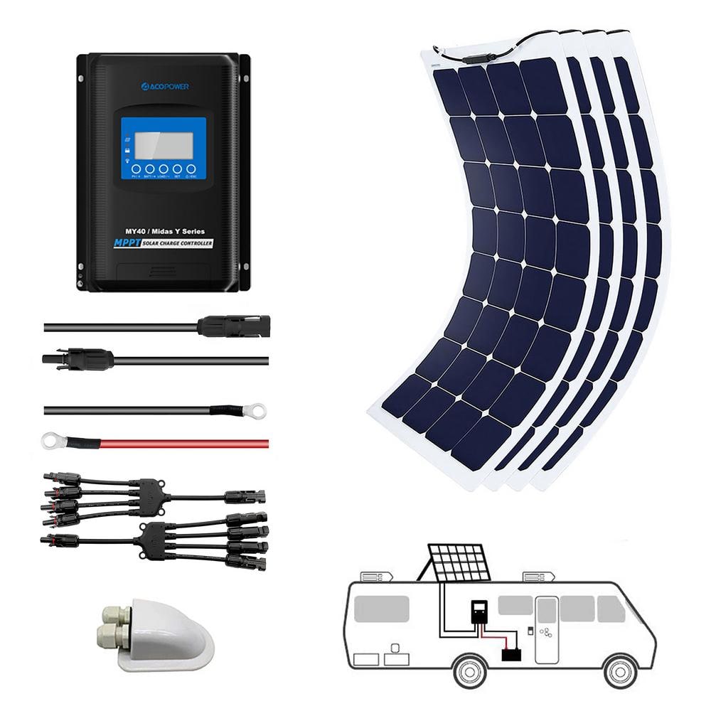 ACOPower 440-Watt Flexible Monocrystalline OffGrid Solar Power Kit with 4 x 110-Watt Solar Panel, 40 Amp MPPT Charge Controller -  FLK-440W40A