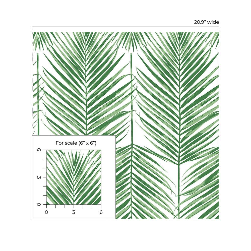 Green Palm Leaf Summer Boho-chic Prepasted Wallpaper