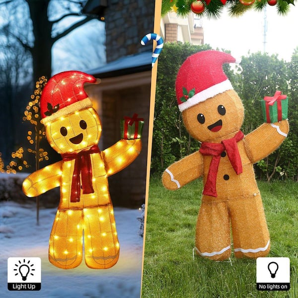 Starfree 48 in. 3D Gingerbread Man Outdoor Christmas Decoration