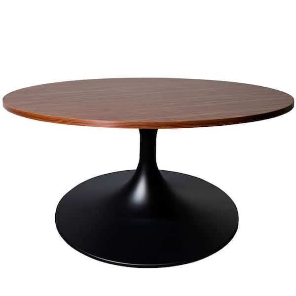 Leisuremod Verve 27 in. Brown Round MDF Coffee Table