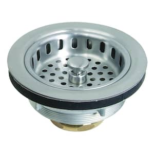 3-1/2 in. Post Style Basket Strainer with Nut and Washer in Stainless Steel