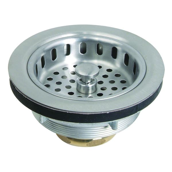BrassCraft 3-1/2 in. Post Style Basket Strainer with Nut and Washer in Stainless Steel