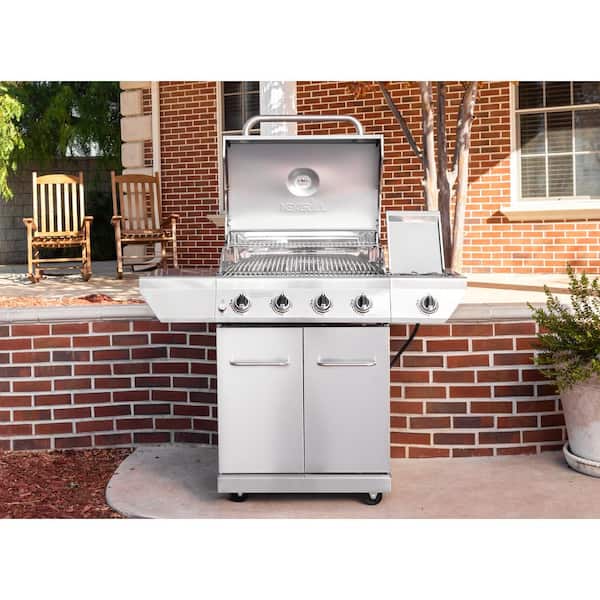 Nexgrill 4-Burner Propane Gas Grill in Stainless Steel with Side Burner  720-0830X - The Home Depot