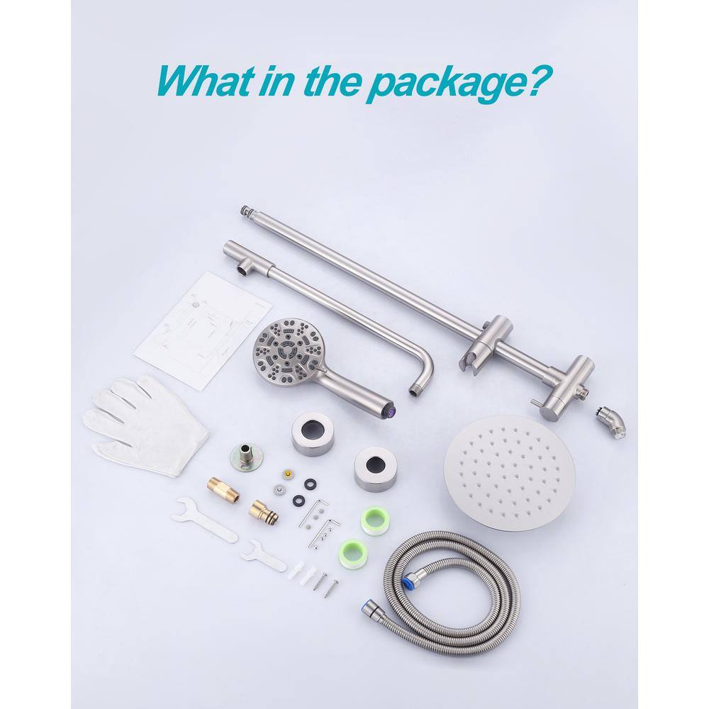 Brushed Nickel Large Wall Mounted Handheld Shower System