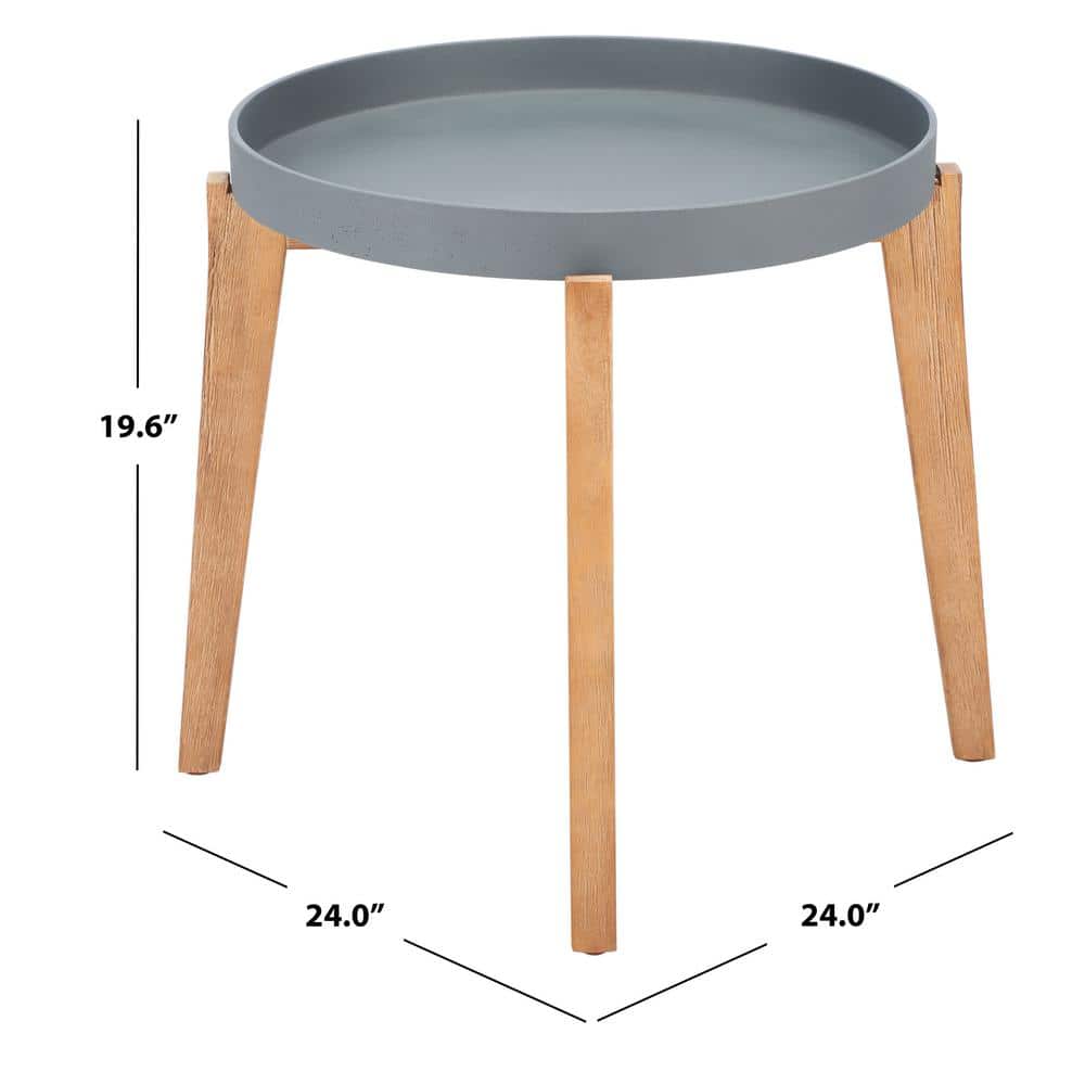 Charlen 24'' Gray and Natural Acacia Wood Side Table