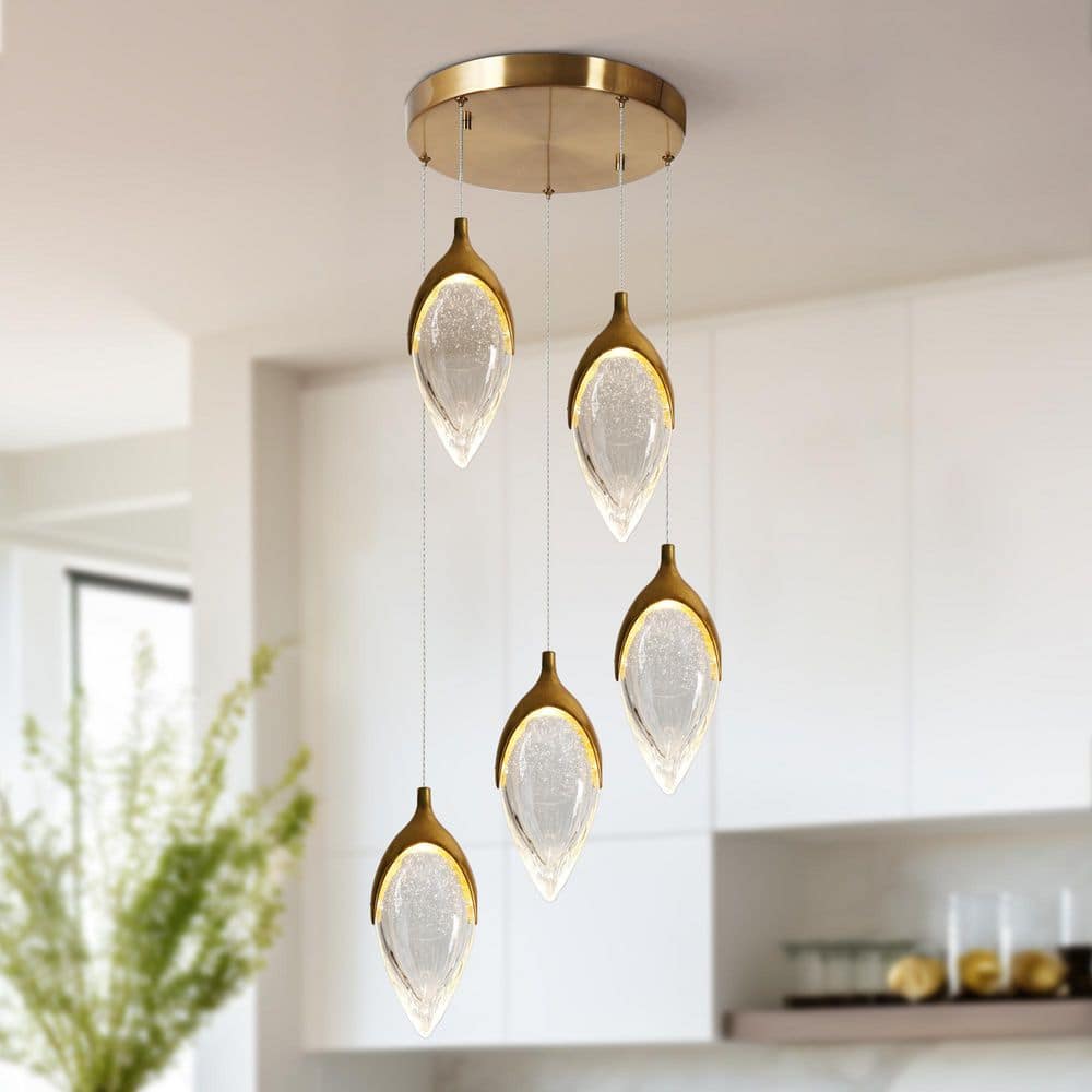 LNC Evacampbell 5-Light Integrated LED Vintage Goldleaf