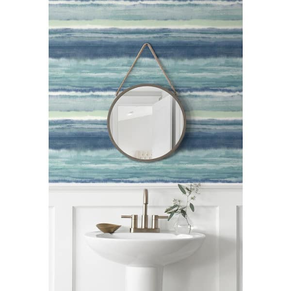 60.75 sq. ft. Ocean Tide Crestview Watercolor Paper Unpasted Wallpaper Roll