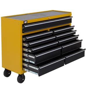 Heavy Duty 52 in. 11-Drawer Yellow 16-Gauge Steel Rolling Tool Cabinet with Keyed Locking System