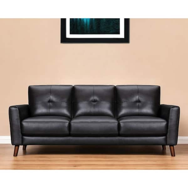82.00 in. Square Arm Leather Rectangle Sofa Brown