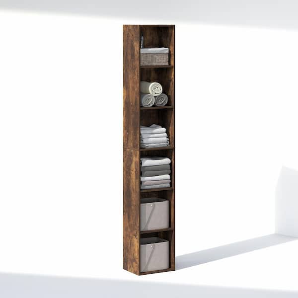 Furinno CUBICLE 70.9 in. Tall Amber Pine Wood 6-Tier Bookcase