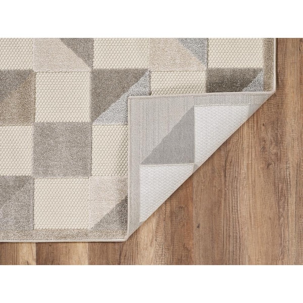 Calla Grey Scope 3 ft. x 5 ft. Geometric Indoor/Outdoor Area Rug