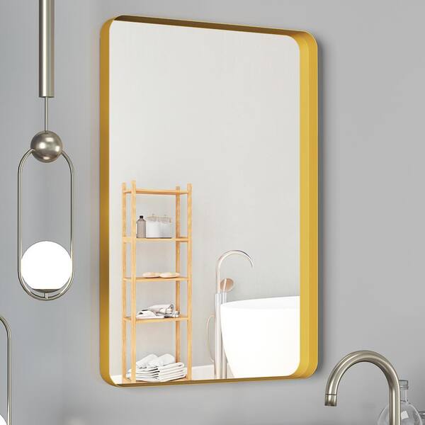 Rectangle Bathroom Mirror with Wood Shelf,Industrial Pipe Frame Vanity  Mirror,Wall Mirrors for Living Room Bathroom Bedroom(34.6 x 23.6 in)