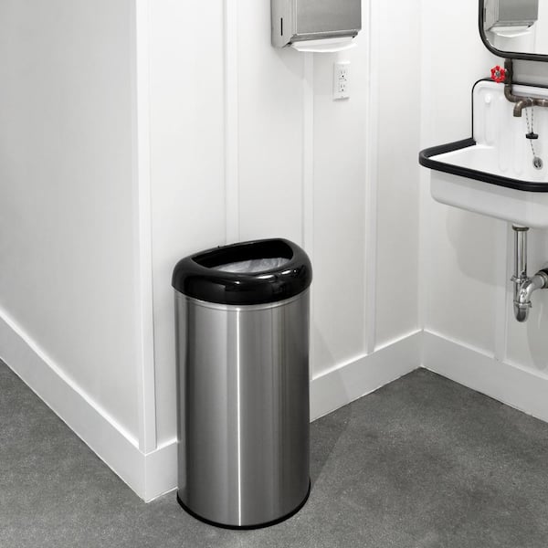 Nine Stars 13.2-Gal. Stainless Steel Open Top Trash Can - Black