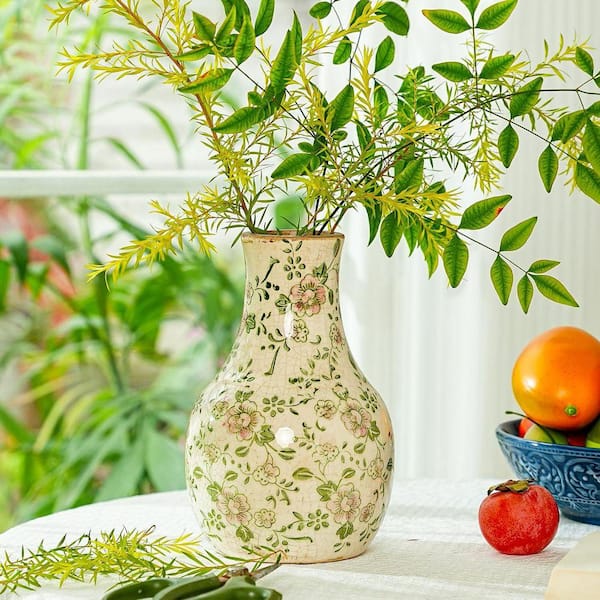 3-Piece White Ceramic Boho Wabi-Sabi Vase Set for Home Decor, 9.25