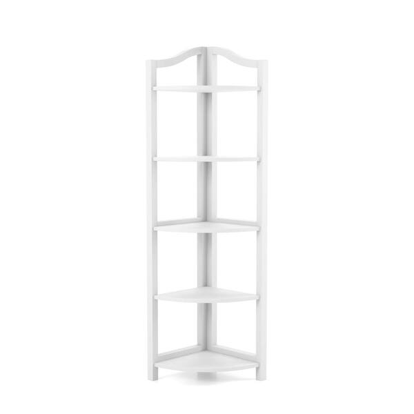 Furniture of America Neil 62 in. White Wood 5shelf Corner BookcaseIDF