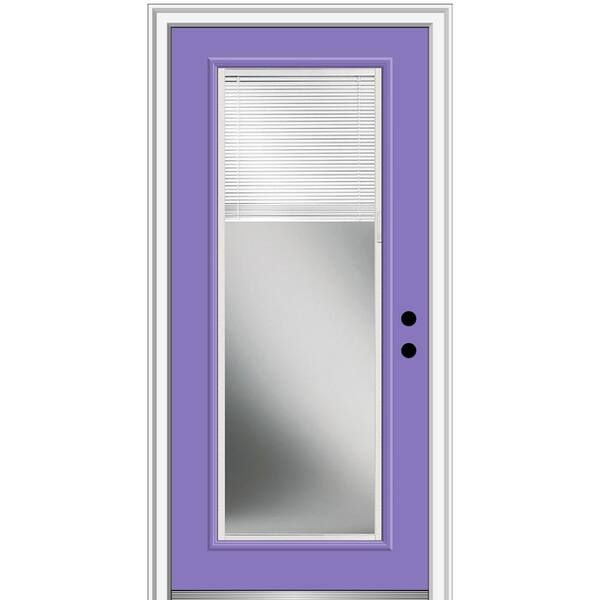 MMI Door 32 in. x 80 in. Internal Blinds Glass Left-Hand Full Lite Clear Classic Painted Fiberglass Smooth Prehung Front Door