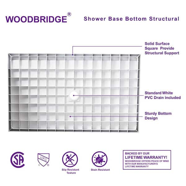 WOODBRIDGE 48 in. L x 36 in. W Alcove Zero Threshold Shower Pan Base with  Left/Right Drain in White,Low Profile,Wheel Chair Access HSB4316 - The Home  Depot