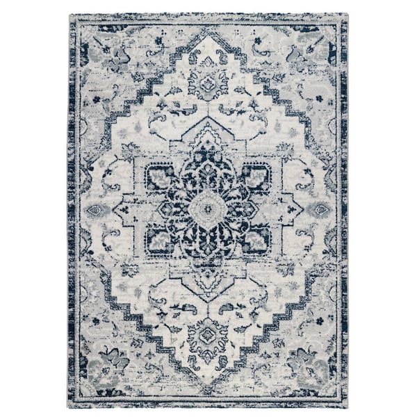 Amer Rugs Alexandria 9 ft. X 12 ft. Deep Blue Medallion Area Rug