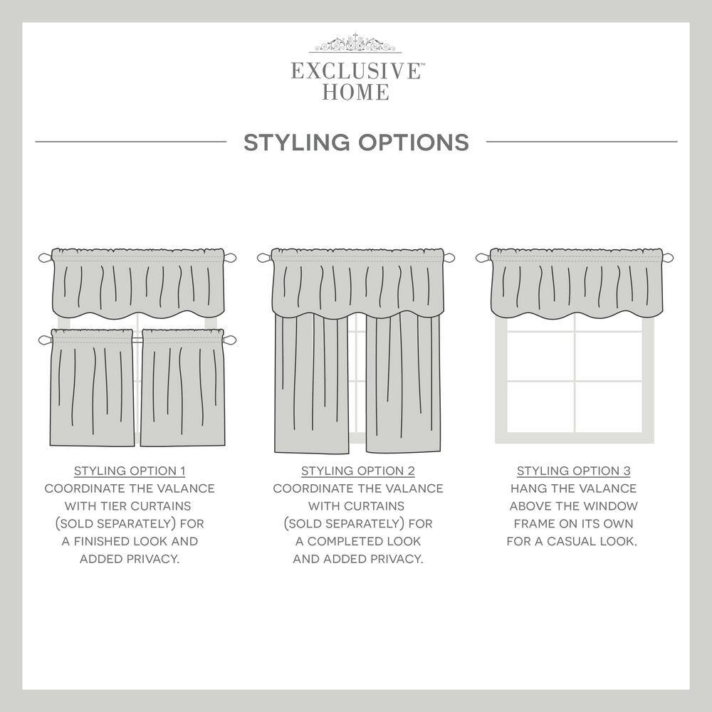 Black Pearl Linen-Like Scalloped Rod Pocket Valance