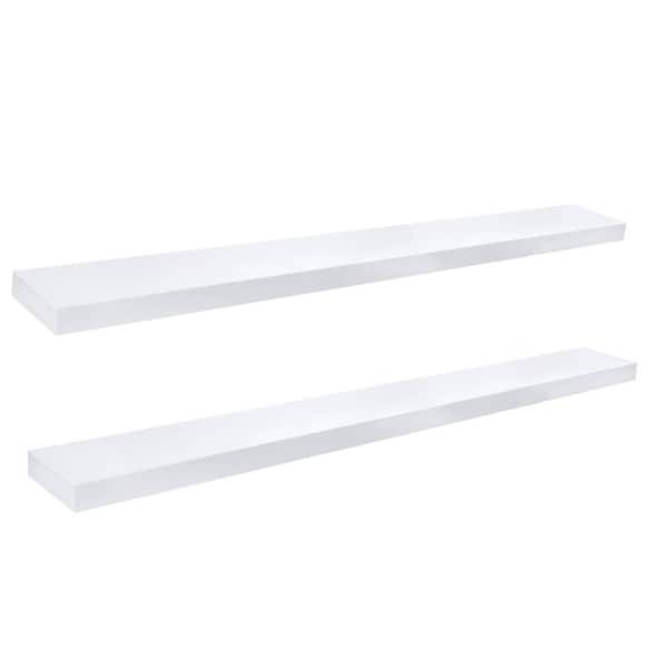 42 in. W x 6.5 in. D White Wood Floating Shelves for Wall Decor 2 Decorative Wall Shelf