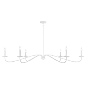 62 in. W x 8 in. H, 6-Light Bisque White Traditional Chandelier with No Bulbs Included