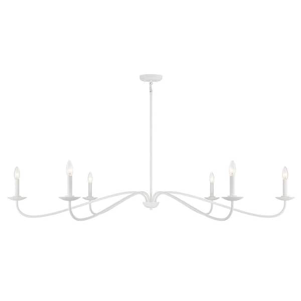 62 in. W x 8 in. H, 6-Light Bisque White Traditional Chandelier with No Bulbs Included