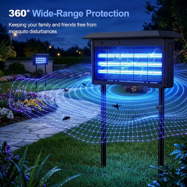 20-Watt Electronic Indoor/Outdoor Solar Bug Zapper Insect Repellent with 4500-Volt High-Voltage Grid