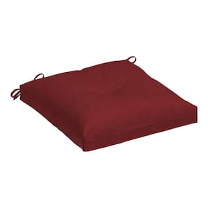Outdoor Plush Modern Tufted Square Seat Cushion, Ruby Red Leala