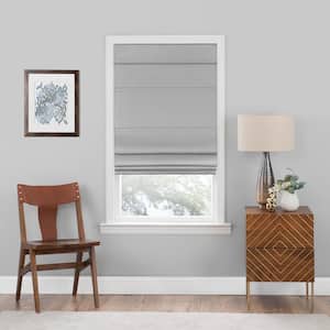 Florence Grey Cordless Blackout Pleated Polyester Roman Shades 31 in. W x 64 in. L