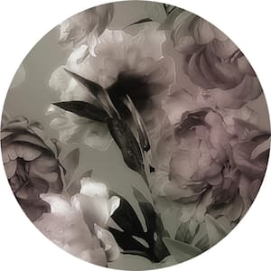 Falkirk Airdrie Abstract Dark Watercolor Flower Peel and Stick Circular Wall Mural