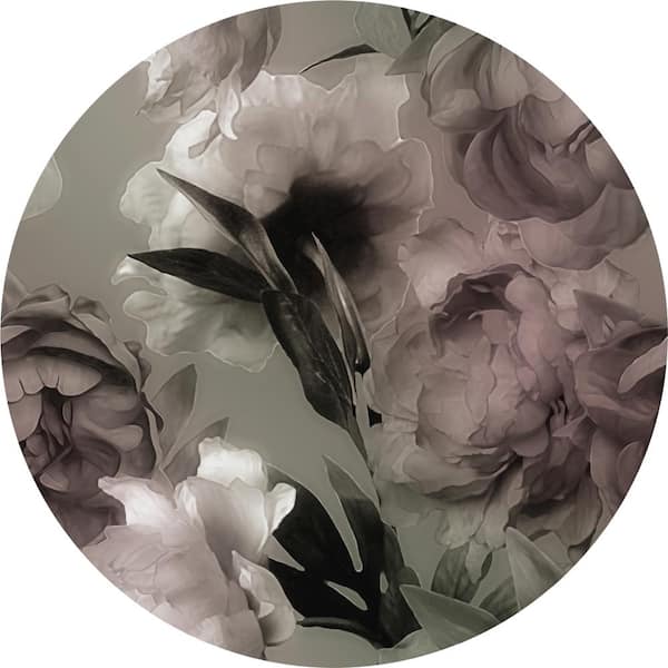 Dundee Deco Falkirk Airdrie Abstract Dark Watercolor Flower Peel and Stick Circular Wall Mural