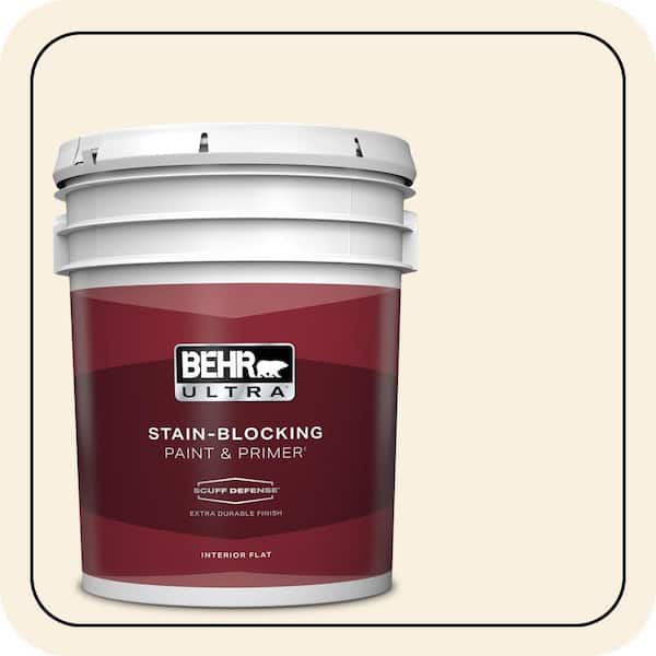 BEHR ULTRA 5 gal. #350E-1 Moonlight White Extra Durable Flat Interior Paint & Primer