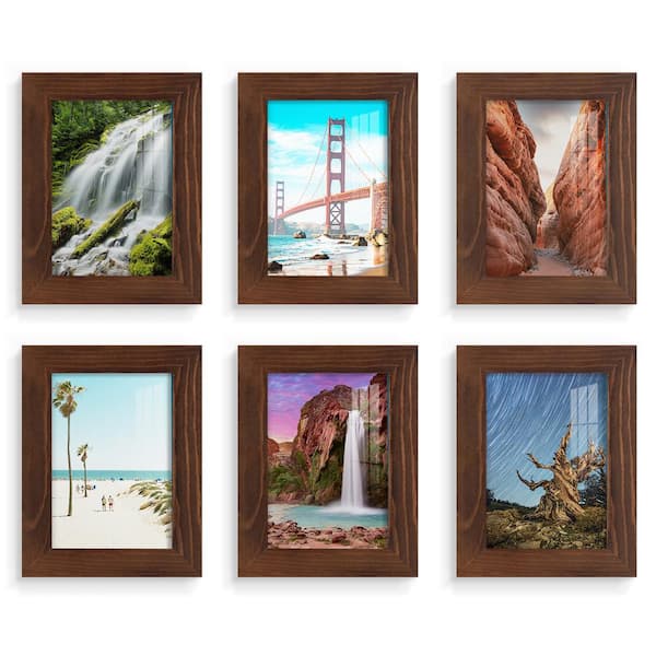 Wexford Home Woodgrain 3.5 in. x 5 in. Chestnut Picture Frame (Set of 6)